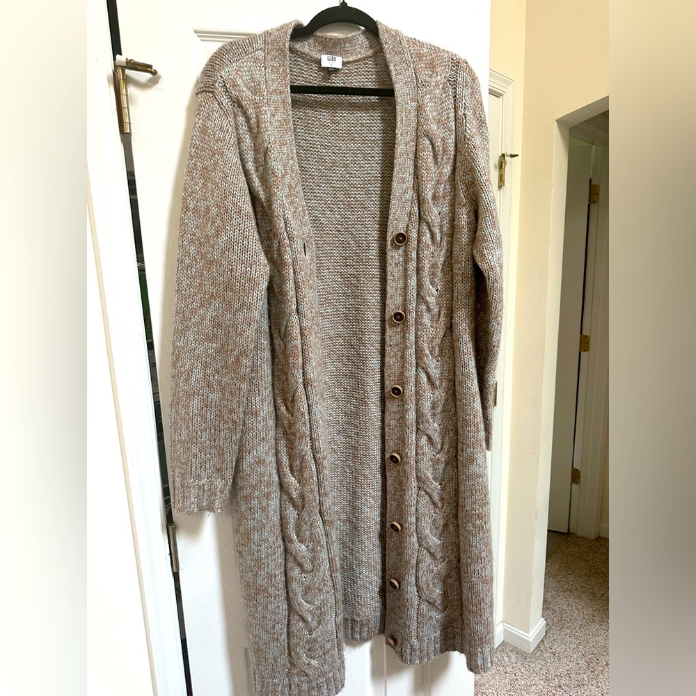 Cozy Brown Knit Cardigan sparkles sweater